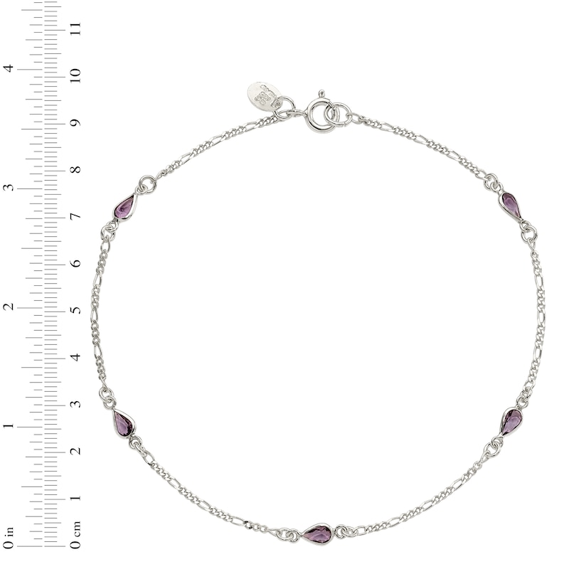 Main Image 4 of Amethyst Anklet Sterling Silver 9 Length