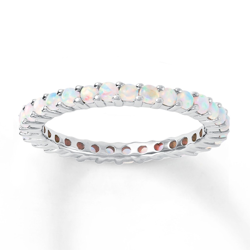 Main Image 1 of Stackable Ring Lab-Created Opals Sterling Silver