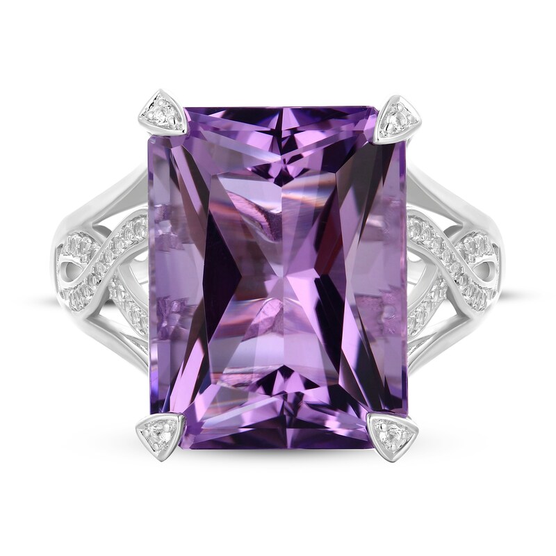 Natural Amethyst Ring White Topaz Sterling Silver