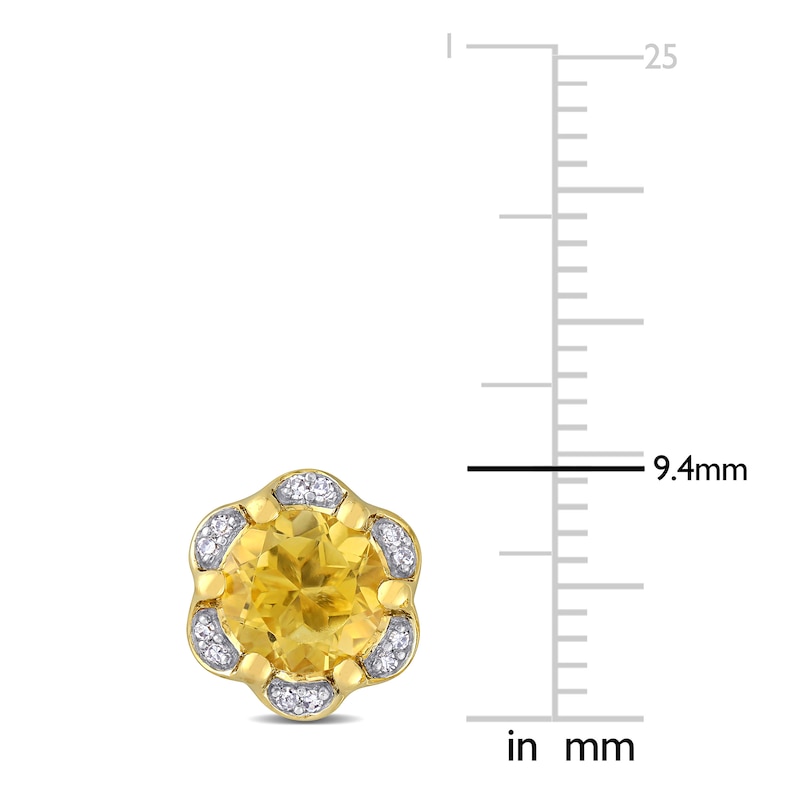 Natural Citrine Earrings 1/15 ct tw Diamonds 14K Yellow Gold