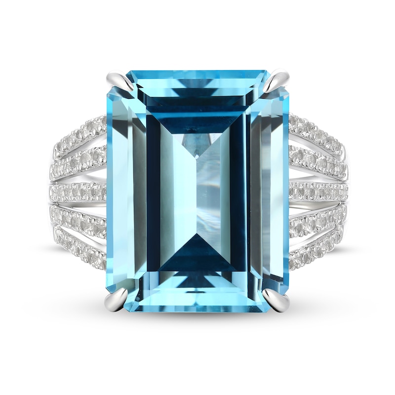 Natural Topaz Ring Blue/White Sterling Silver