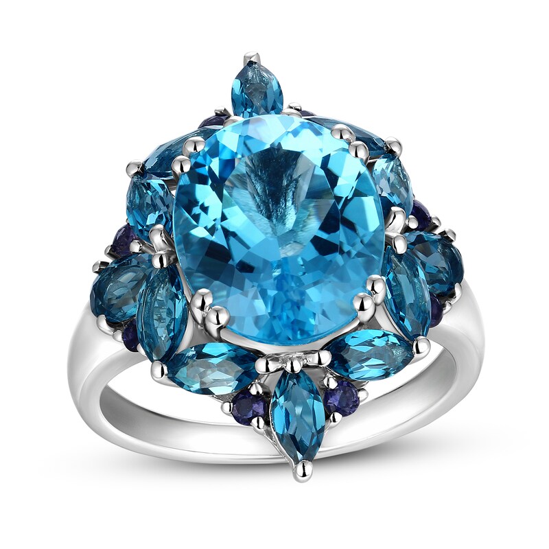 Main Image 1 of Natural Topaz Ring Natural Iolite Sterling Silver