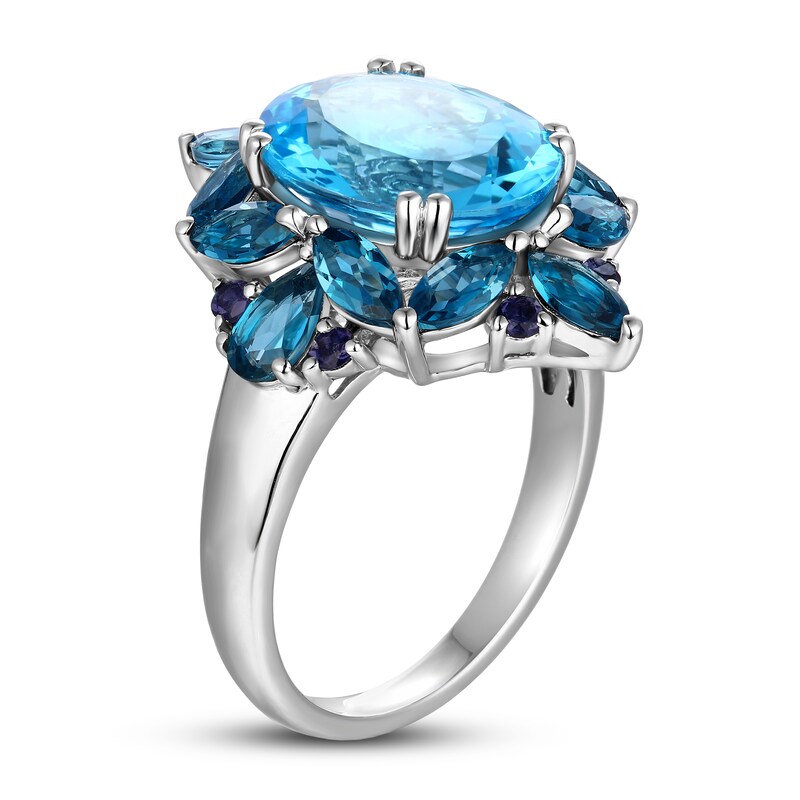 Main Image 2 of Natural Topaz Ring Natural Iolite Sterling Silver