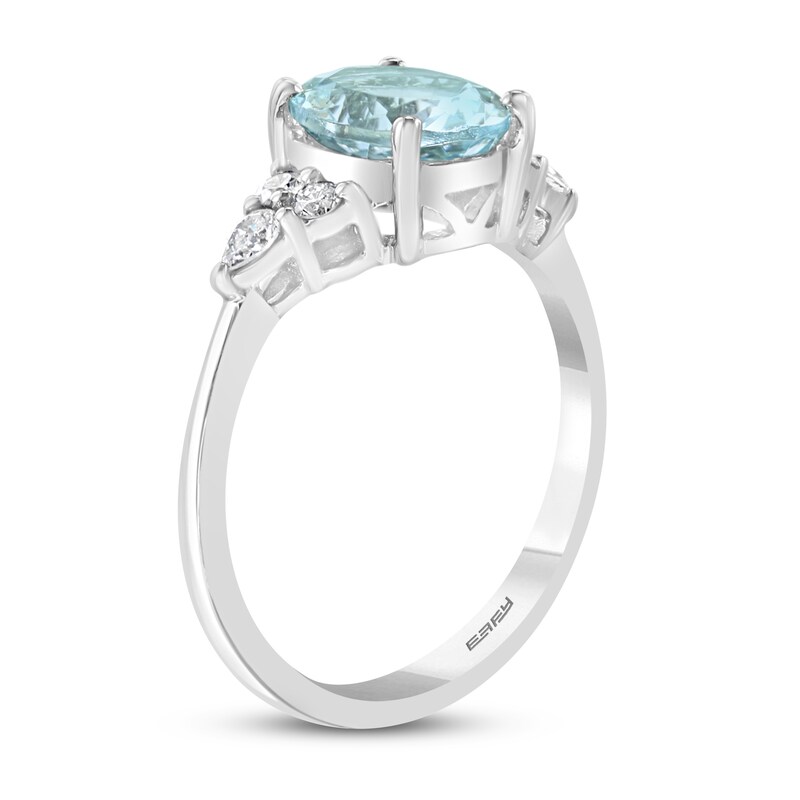 Effy Natural Aquamarine Ring 1/5 ct tw Diamonds 14K White Gold