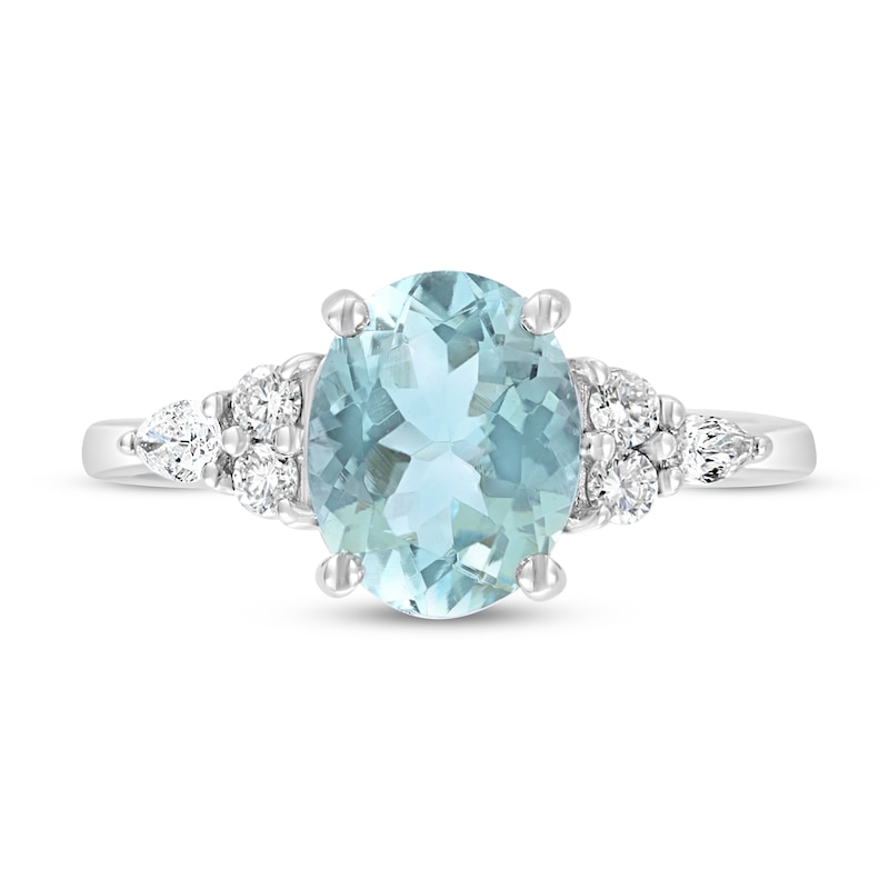 Effy Natural Aquamarine Ring 1/5 ct tw Diamonds 14K White Gold