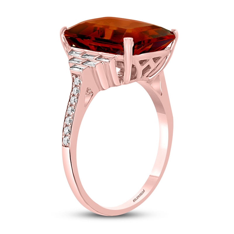 Main Image 2 of Effy Natural Citrine Ring 1/5 ct tw Diamonds 14K Rose Gold