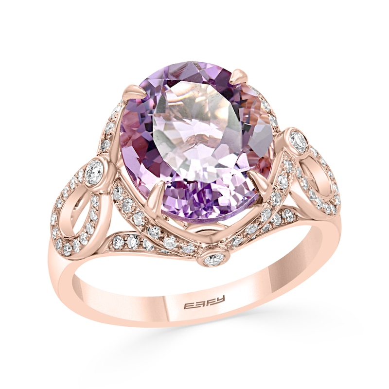 Main Image 1 of Effy Natural Amethyst Ring 1/4 ct tw Diamonds 14K Rose Gold