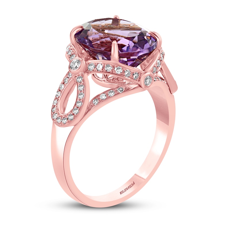 Main Image 2 of Effy Natural Amethyst Ring 1/4 ct tw Diamonds 14K Rose Gold