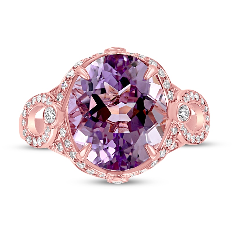 Main Image 3 of Effy Natural Amethyst Ring 1/4 ct tw Diamonds 14K Rose Gold