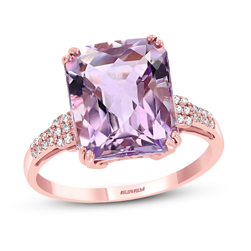 Main Image 1 of Effy Natural Amethyst Ring 1/10 ct tw Diamonds 14K Rose Gold