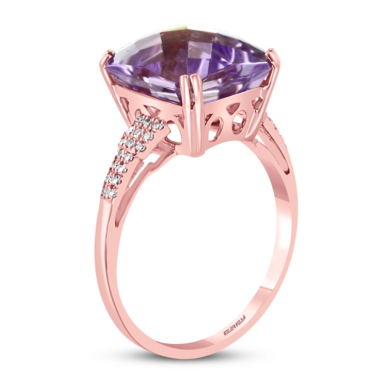 Main Image 2 of Effy Natural Amethyst Ring 1/10 ct tw Diamonds 14K Rose Gold