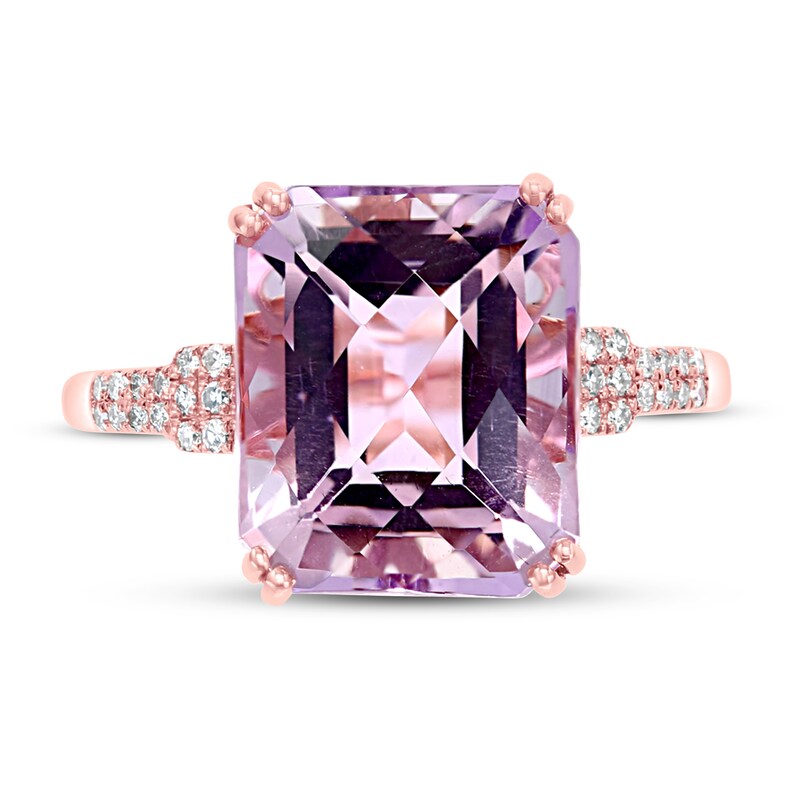Main Image 3 of Effy Natural Amethyst Ring 1/10 ct tw Diamonds 14K Rose Gold
