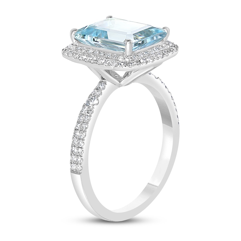 Effy Natural Aquamarine Ring 3/8 ct tw Diamonds 14K White Gold