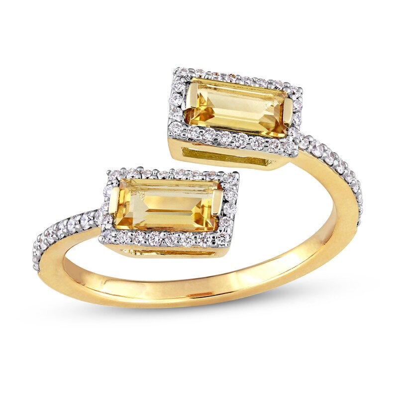 Natural Citrine Ring 1/4 ct tw Diamonds 14K Yellow Gold