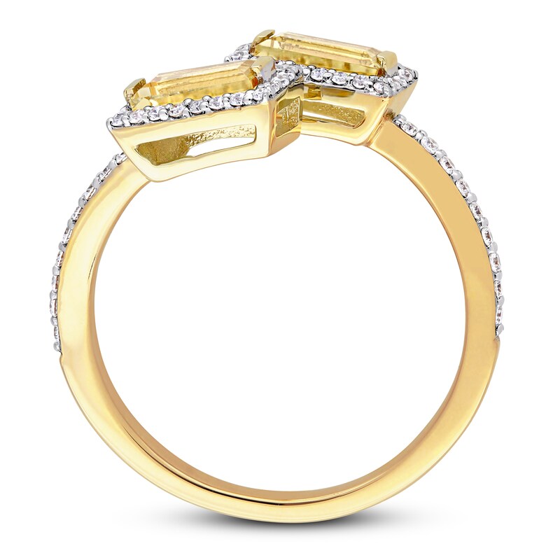Natural Citrine Ring 1/4 ct tw Diamonds 14K Yellow Gold