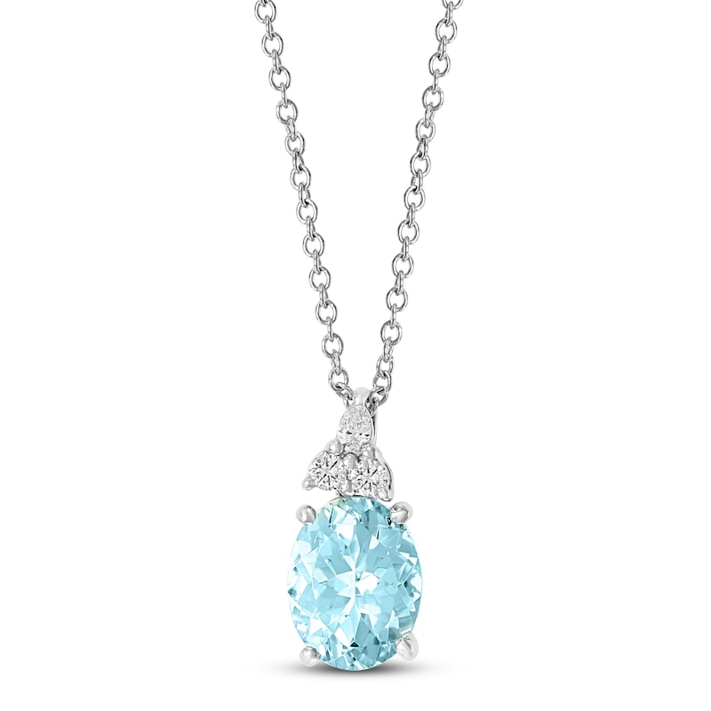 Main Image 1 of Effy Natural Aquamarine Pendant 1/10 Diamonds 14K White Gold