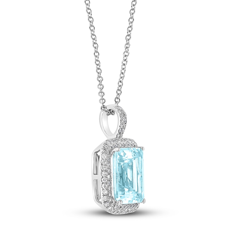 Main Image 2 of Effy Natural Aquamarine Necklace 1/4 ct tw Diamonds 14K White Gold