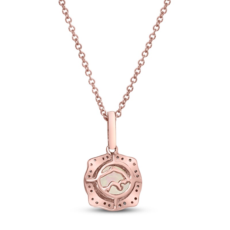 EFFY Collection EFFY® Pink Opal (10-9/10 ct. t.w.) & Diamond (1/5 ct. t.w.)  Heart 18 Pendant Necklace in 14k Rose Gold - Macy's