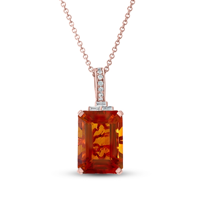 Effy Natural Citrine Necklace 1/10 ct tw Diamonds 14K Rose Gold