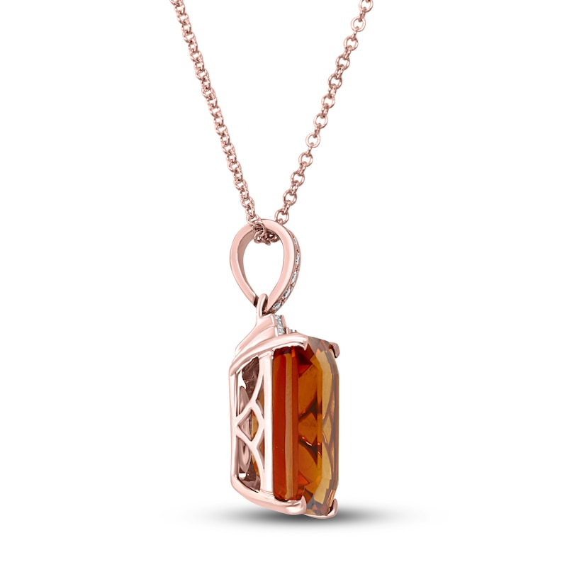 Effy Natural Citrine Necklace 1/10 ct tw Diamonds 14K Rose Gold