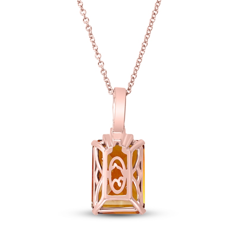 Main Image 3 of Effy Natural Citrine Necklace 1/10 ct tw Diamonds 14K Rose Gold