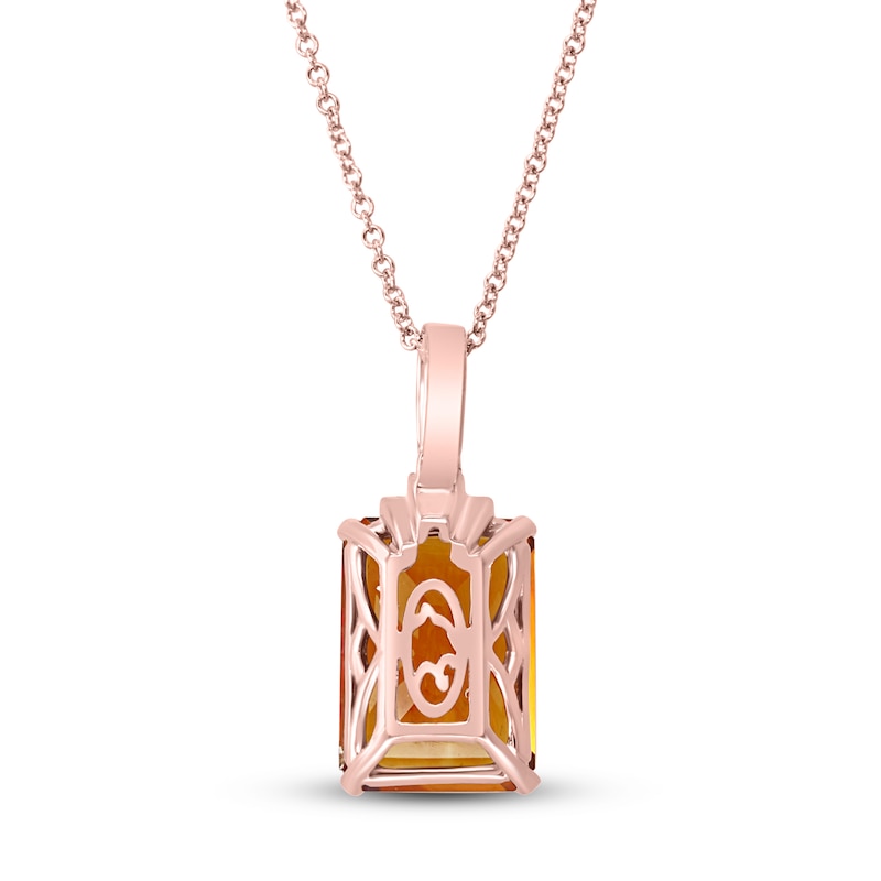 Effy Natural Citrine Necklace 1/10 ct tw Diamonds 14K Rose Gold