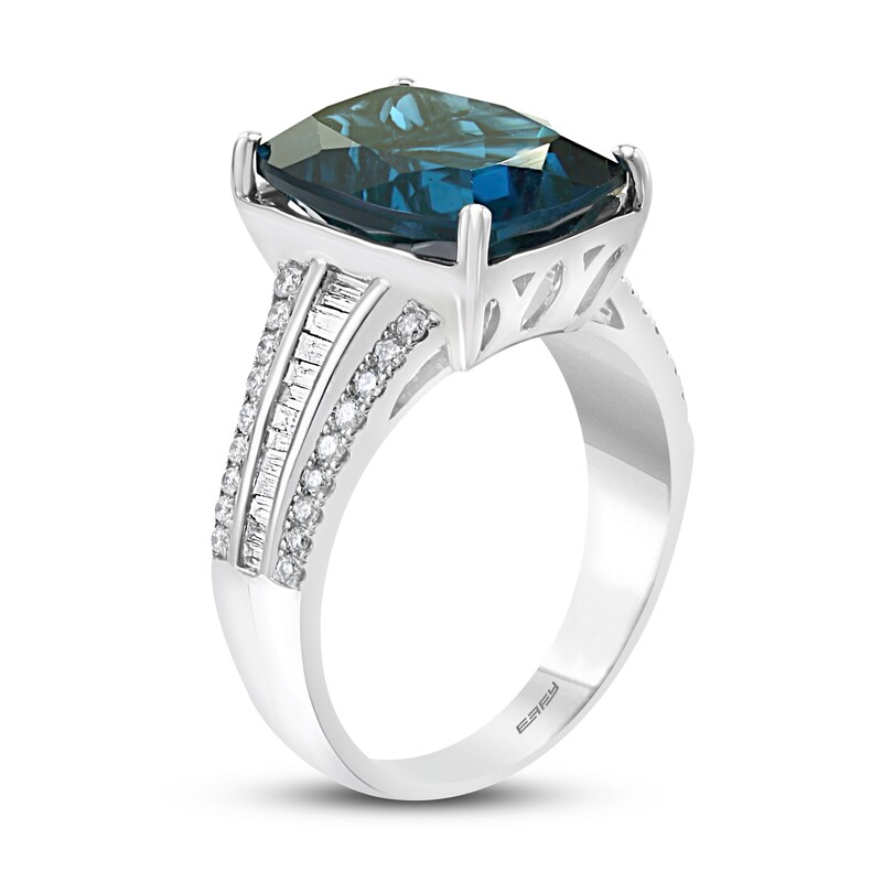 Main Image 2 of Effy Natural Blue Topaz Ring 3/8 ct tw Diamonds 14K White Gold