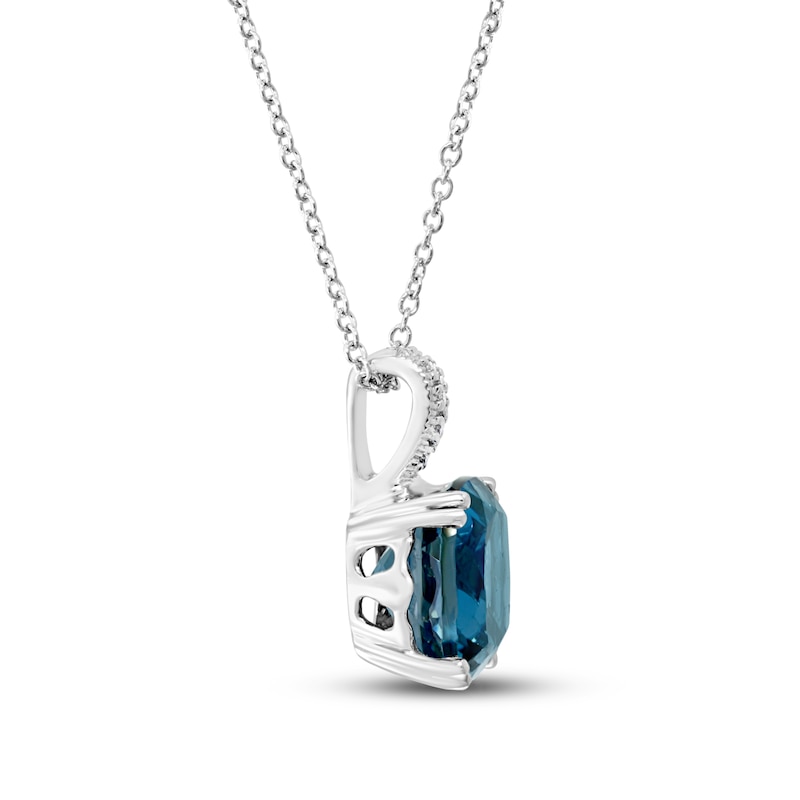 Effy Natural Blue Topaz Necklace Diamond Accents 14K White Gold