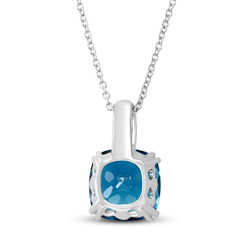 Effy Natural Blue Topaz Necklace Diamond Accents 14K White Gold