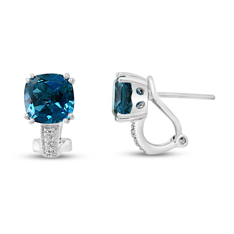 Main Image 1 of Effy Natural Blue Topaz Earrings Diamond Accents 14K White Gold