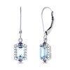 Thumbnail Image 1 of Natural Aquamarine/Tanzanite Earrings 1/6 ct tw Diamonds 10K White Gold