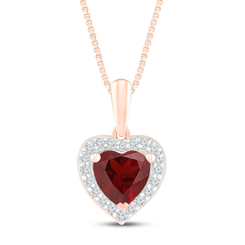 Main Image 1 of Natural Garnet & Lab-Created Sapphire Necklace 10K Rose Gold