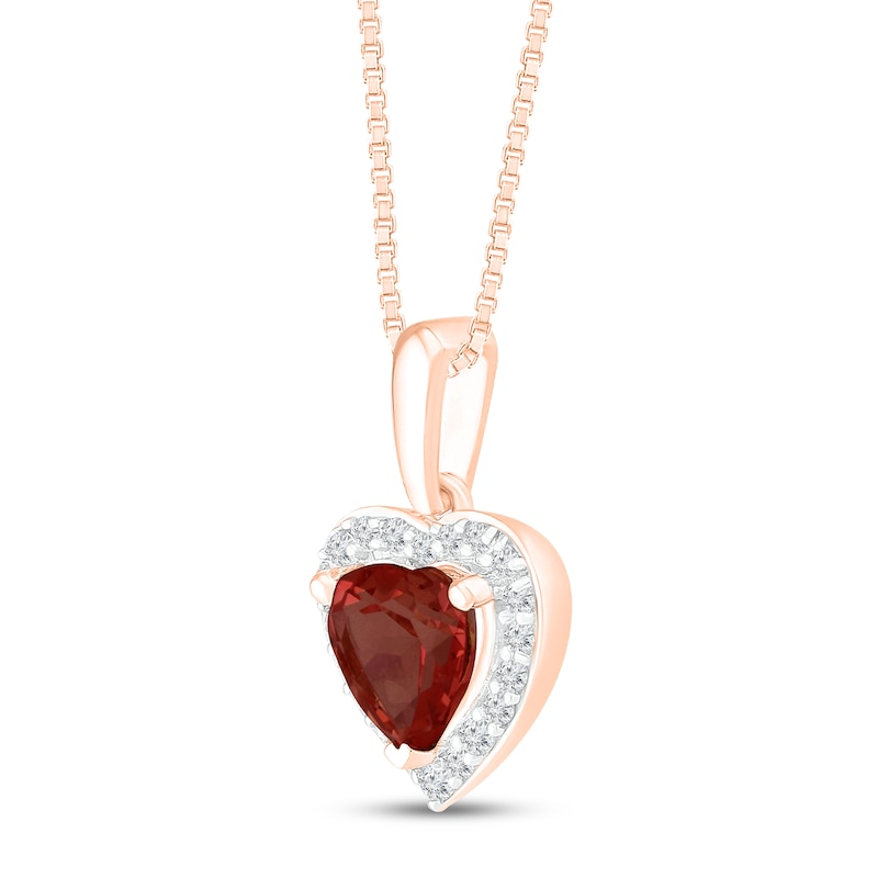 Main Image 2 of Natural Garnet & Lab-Created Sapphire Necklace 10K Rose Gold