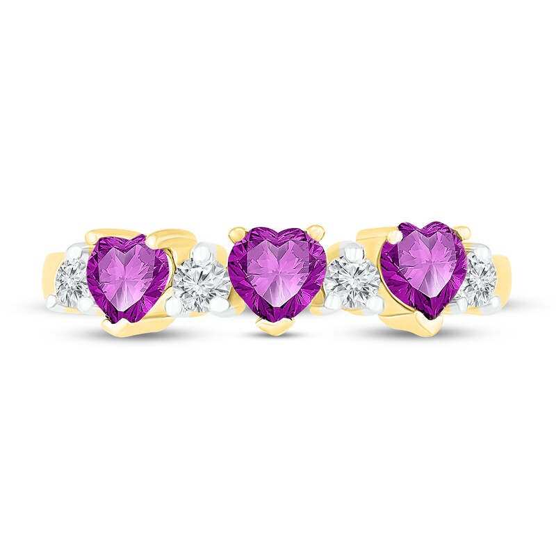 Natural Amethyst & Lab-Created Sapphire Ring 10K Yellow Gold