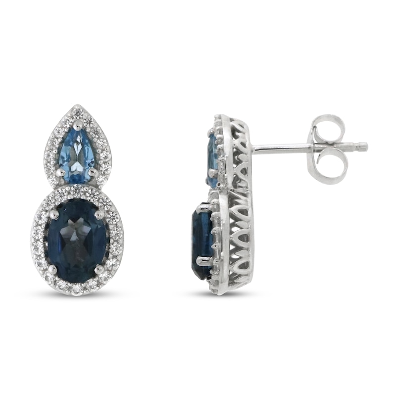 Main Image 1 of Natural Topaz & White Lab-Created Sapphire Earrings 10K White Gold