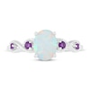 Lab-Created Opal & Natural Amethyst Ring Oval/Round Sterling Silver