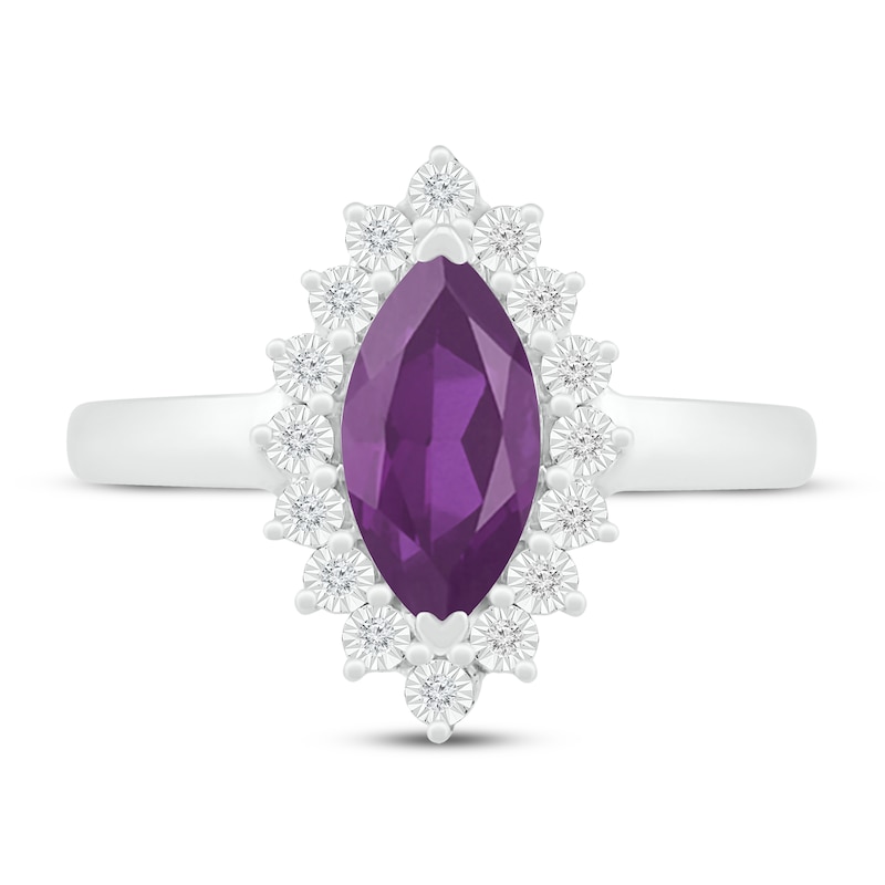Natural Amethyst Ring 1/15 ct tw Diamonds Sterling Silver