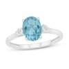 Natural Aquamarine Ring Diamond Accents Sterling Silver