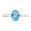 Natural Aquamarine Ring Diamond Accents Sterling Silver