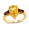 Natural Citrine & Natural Garnet Ring Baguette/Pear-shaped 14K Yellow Gold