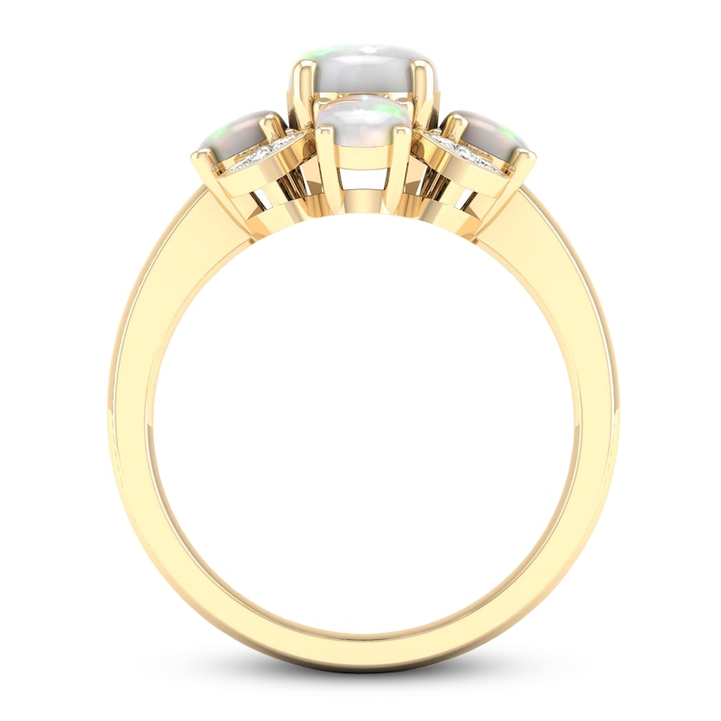 Main Image 3 of Opal Ring 1/10 ct tw Diamonds 10K Yellow Gold