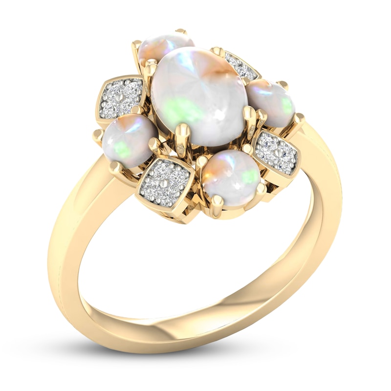 Opal Ring 1/10 ct tw Diamonds 10K Yellow Gold