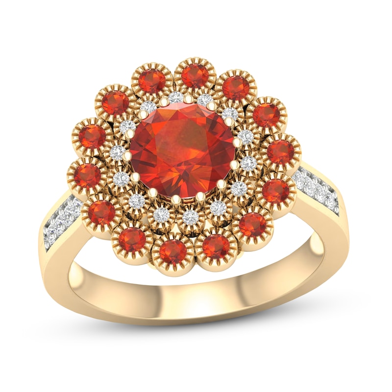Main Image 1 of Citrine Ring 1/6 ct tw Diamonds 10K Yellow Gold