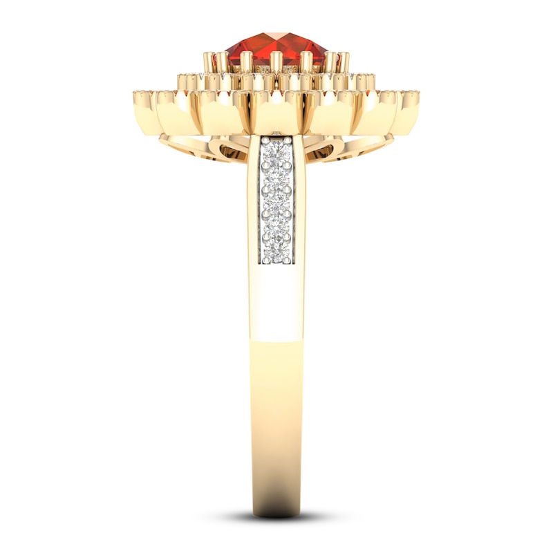 Main Image 2 of Citrine Ring 1/6 ct tw Diamonds 10K Yellow Gold