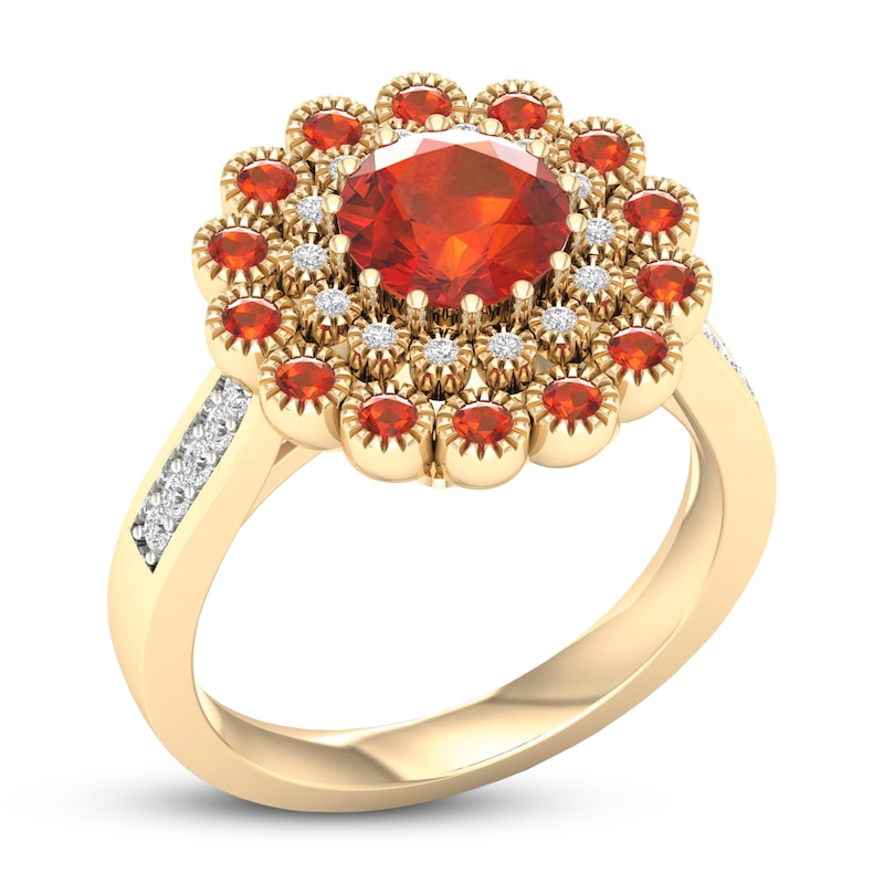 Main Image 4 of Citrine Ring 1/6 ct tw Diamonds 10K Yellow Gold