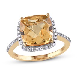 Natural Citrine Ring 1/10 ct tw Diamonds 10K Yellow Gold