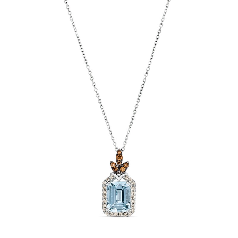 Main Image 1 of Le Vian Aquamarine Necklace 1/4 ct tw Diamonds 14K Vanilla Gold