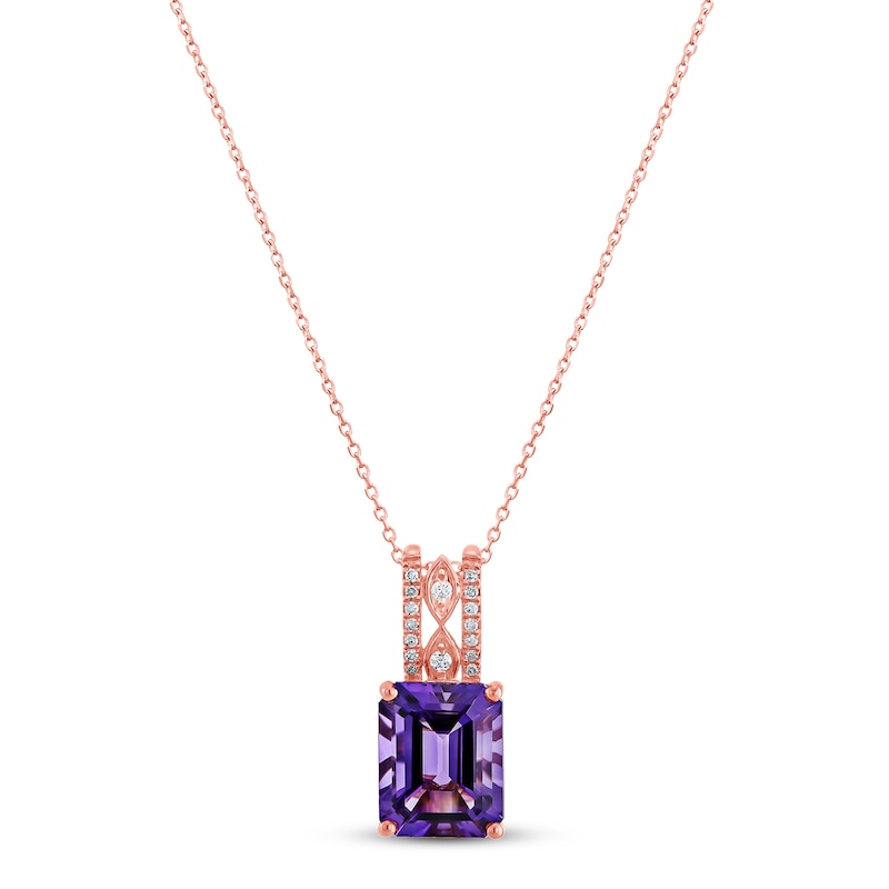 Amethyst Necklace 1/20 ct tw Diamonds 10K Rose Gold