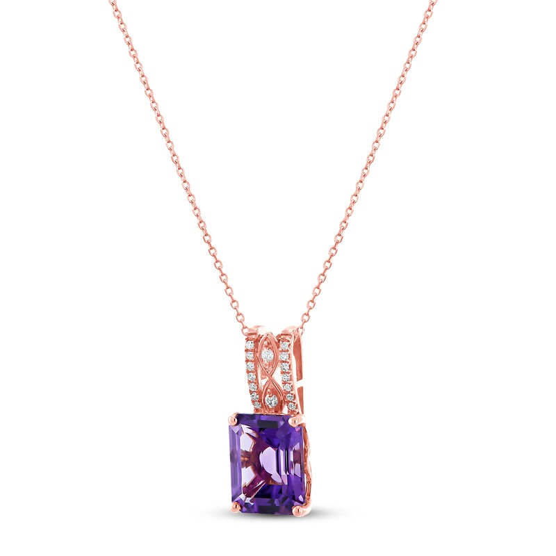 Main Image 2 of Amethyst Necklace 1/20 ct tw Diamonds 10K Rose Gold