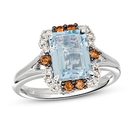 Le Vian Aquamarine Ring 1/3 ct tw Diamonds 14K Vanilla Gold